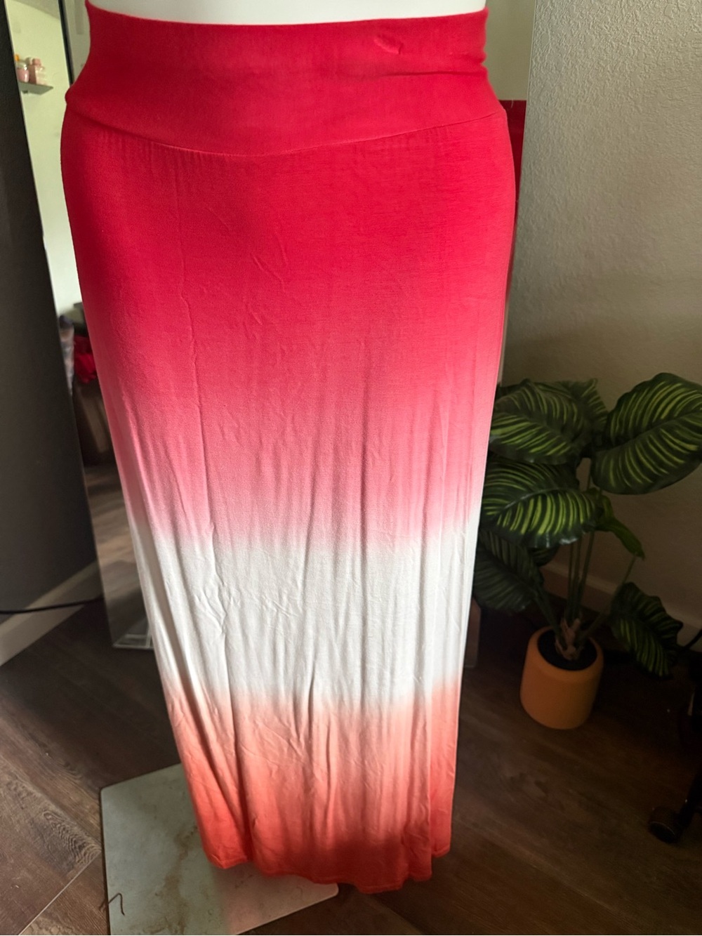 Maurices Ombre Red to White Maxi Skirt